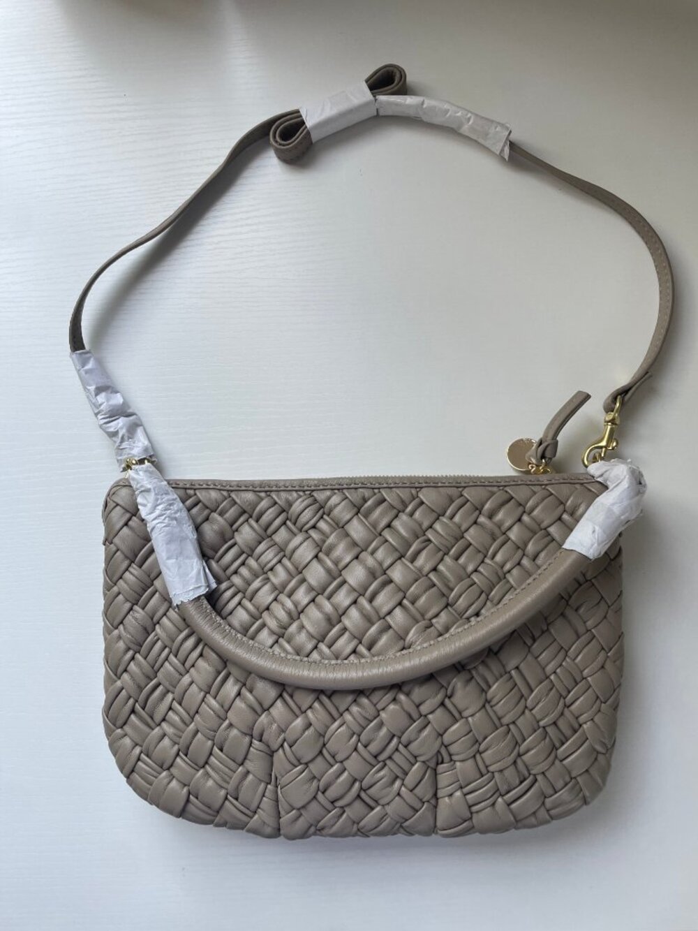 Clare V. Petit Moyen in Dove Puffy Woven